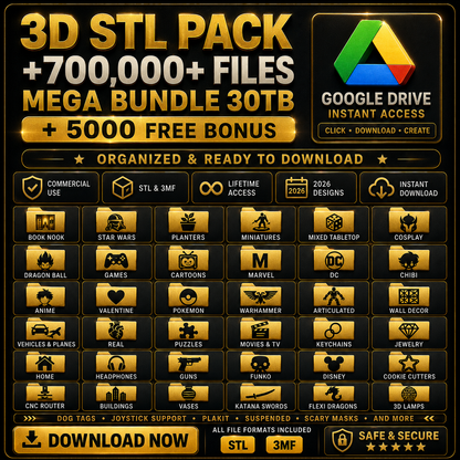 +700,000+ Files | 3D STL Pack | Mega Bundle 30TB + 5000 Free Bonus