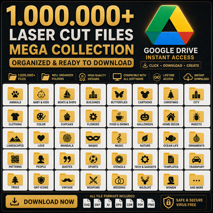1.000.000+ file laser engraving bundle – SVG-DFX-AI-EPS (+ 5,000 FREE Bonus!)