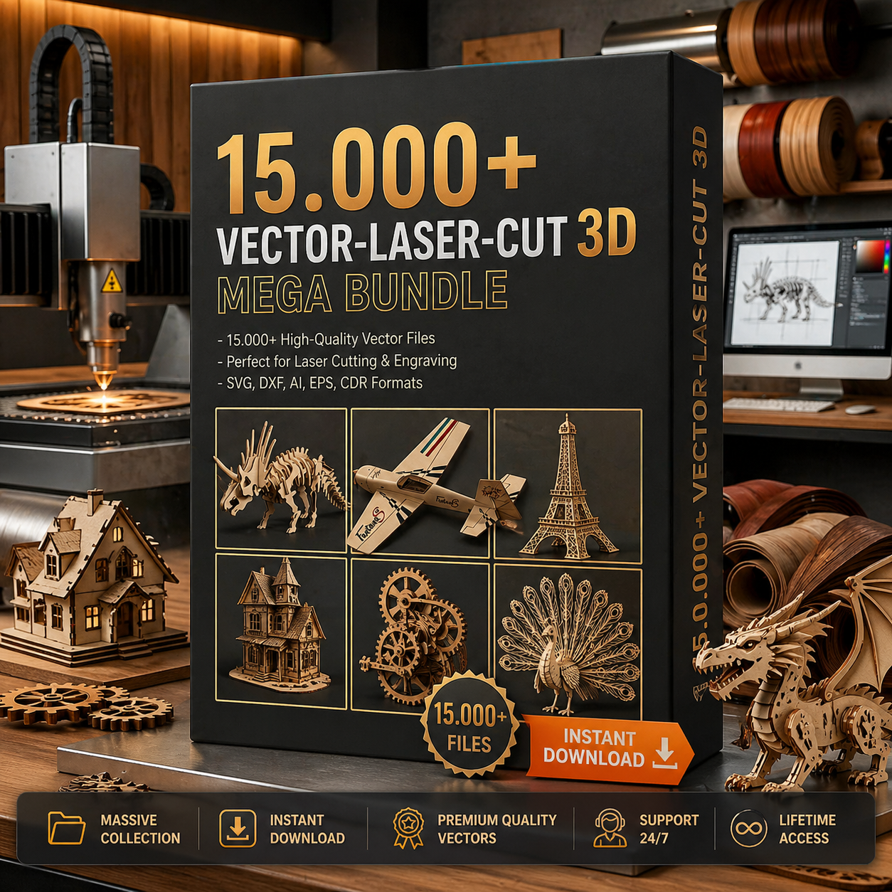 1.000.000+ file laser engraving bundle – SVG-DFX-AI-EPS (+ 5,000 FREE Bonus!)
