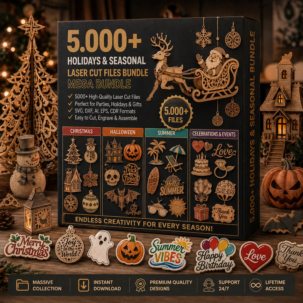 1.000.000+ file laser engraving bundle – SVG-DFX-AI-EPS (+ 5,000 FREE Bonus!)