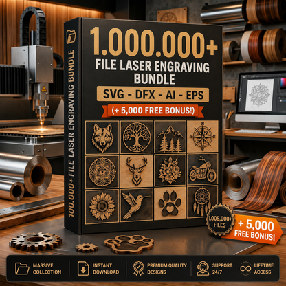 1.000.000+ file laser engraving bundle – SVG-DFX-AI-EPS (+ 5,000 FREE Bonus!)