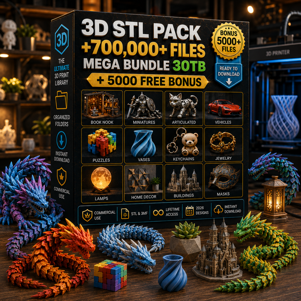 +700,000+ Files | 3D STL Pack | Mega Bundle 30TB + 5000 Free Bonus